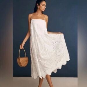 RHODE Rosa Eyelet Midi Dress White Soleil Anthropologie NWT Size M